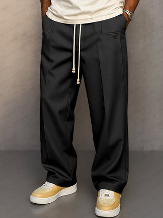 Męskie Codzienna Spodnie | Z Sznurkiem Szeroka Nogawka