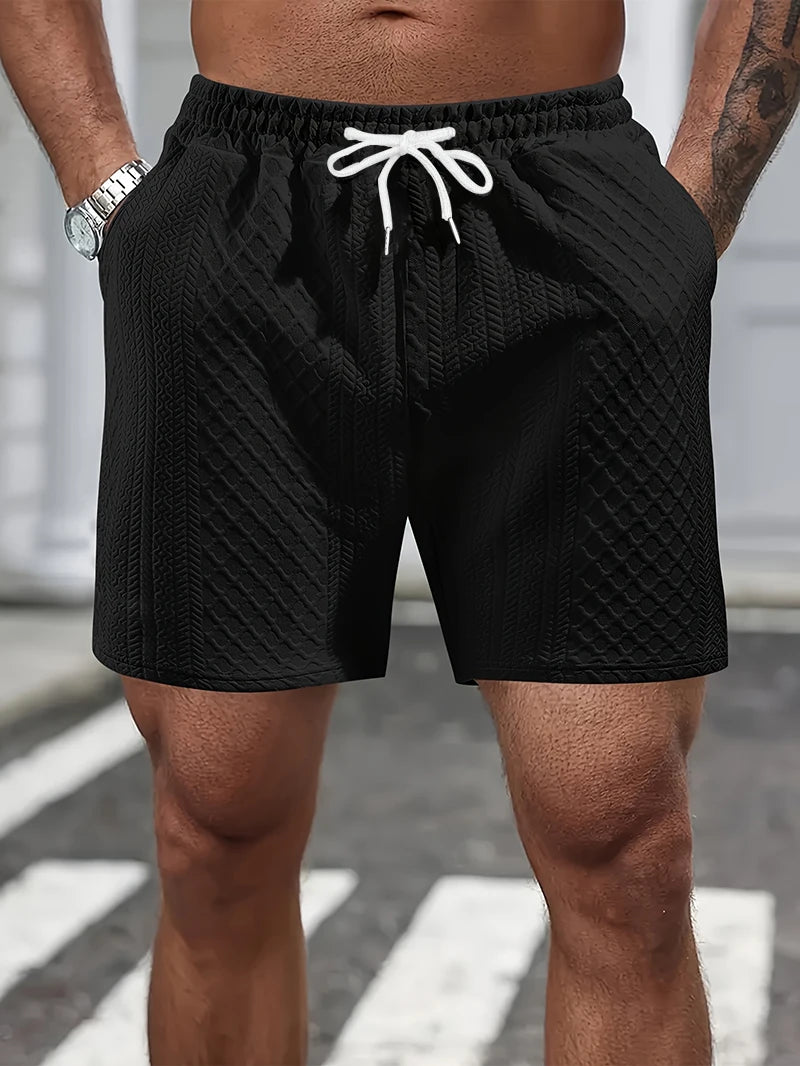 Herren sommerliche Strick-Shorts für den Alltag | Mit Kordelzug