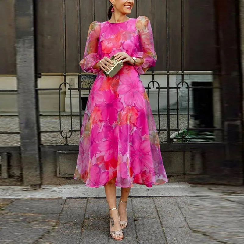 Vestido Feminino para Casamento com Estampa Floral | Midi