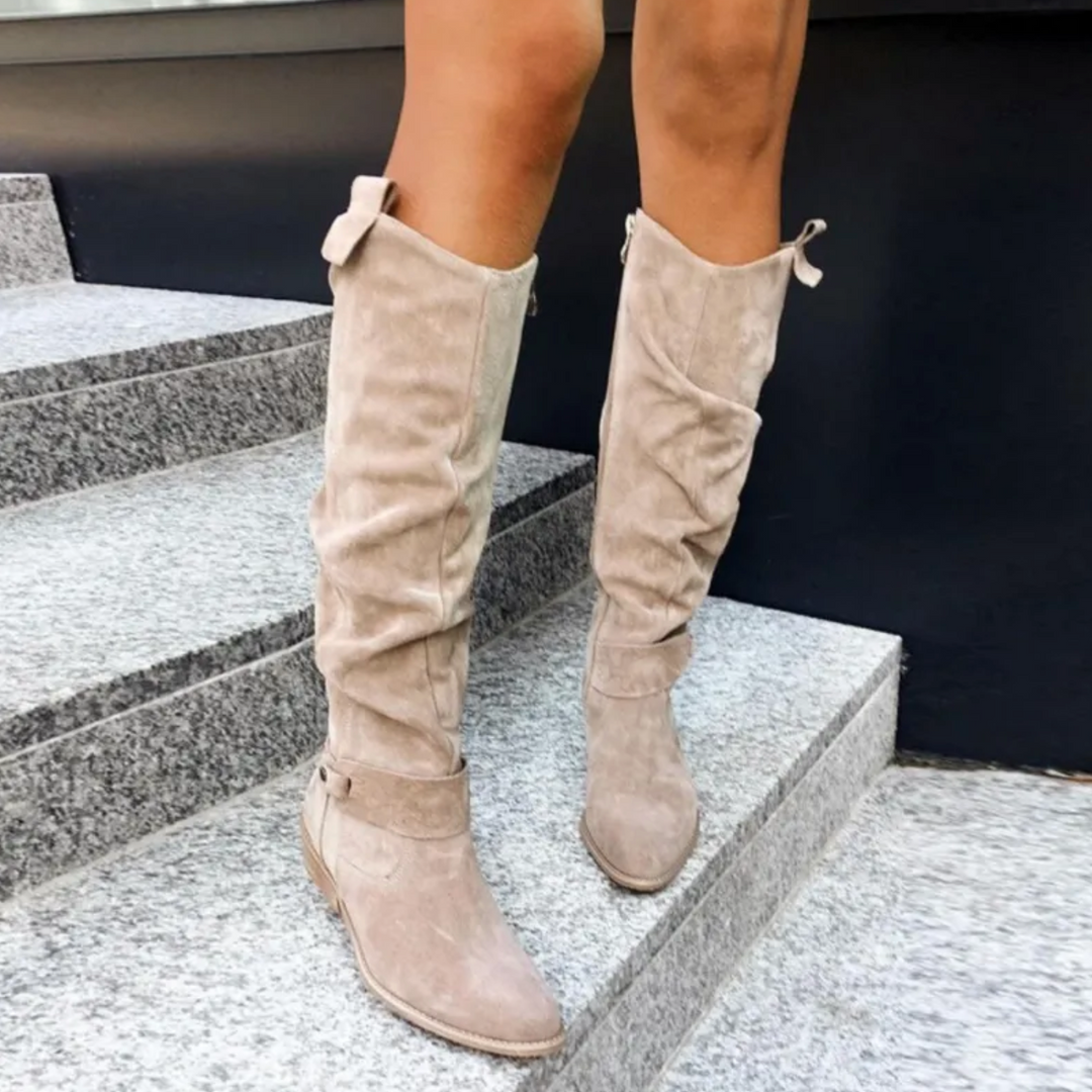 Damen Über-Knie-Stiefel | Niedriger Absatz