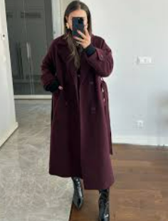 Damska Zimowa Płaszcz Trench | Długi z Paskiem