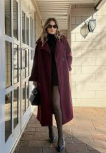 Damska Zimowa Płaszcz Trench | Długi z Paskiem