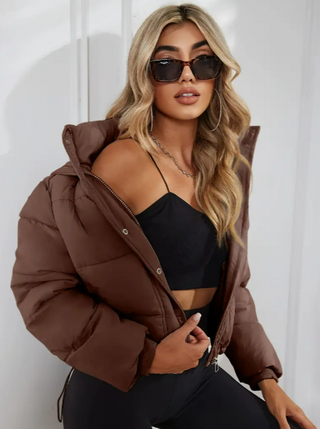 Damska Krótka Pikowana Kurtka Zimowa | Zamek