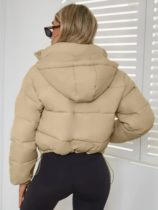 Damska Krótka Pikowana Kurtka Zimowa | Zamek