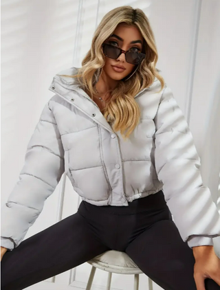 Damska Krótka Pikowana Kurtka Zimowa | Zamek