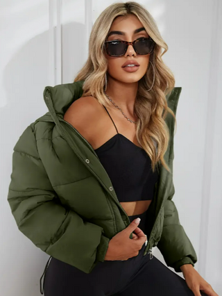 Damska Krótka Pikowana Kurtka Zimowa | Zamek