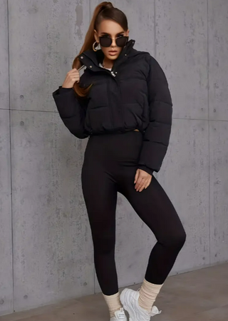 Damska Krótka Pikowana Kurtka Zimowa | Zamek