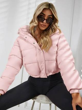 Damska Krótka Pikowana Kurtka Zimowa | Zamek