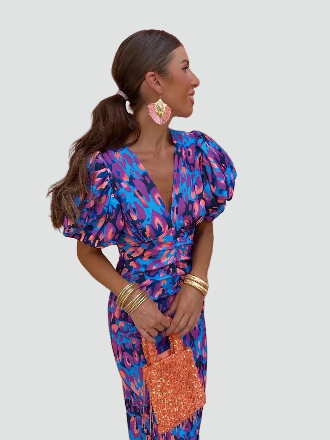 Damen Cocktailkleid Blumen | Midi