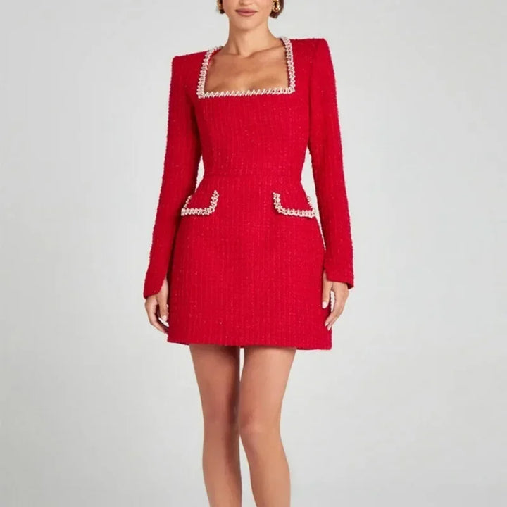 Damen Elegantes Kleid mit quadratischem Ausschnitt | Mini