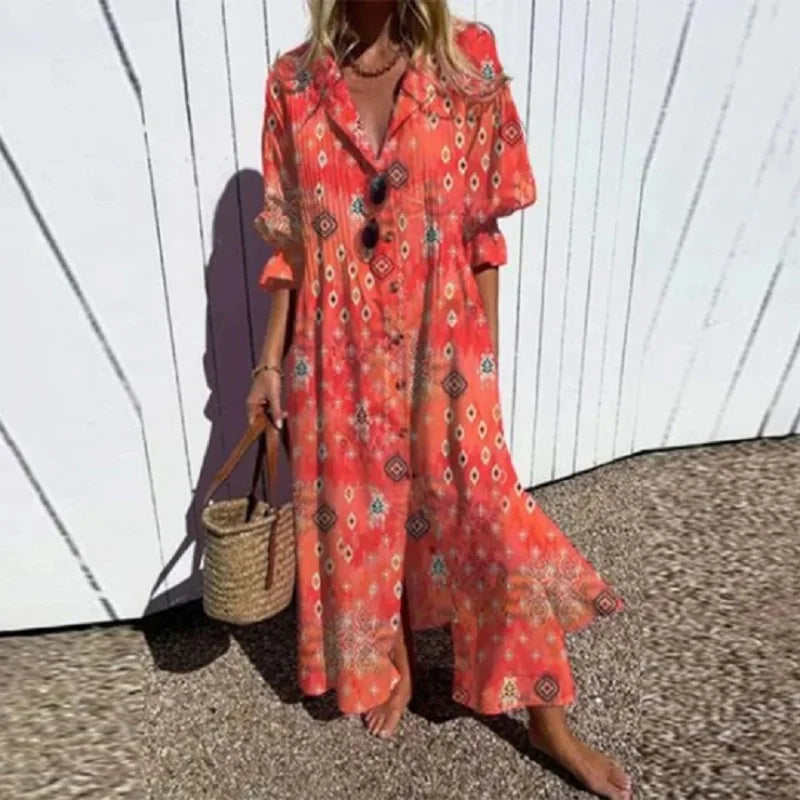 Damen Blumen Sommerkleid | Maxi