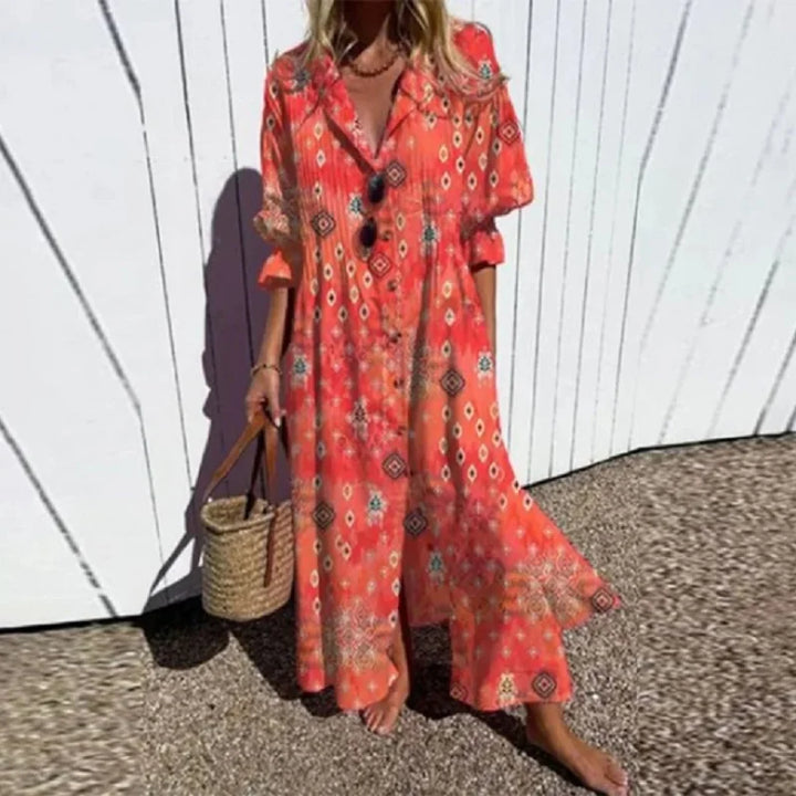 Damen Blumen Sommerkleid | Maxi