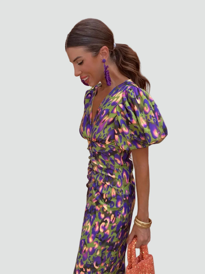 Damen Cocktailkleid Blumen | Midi