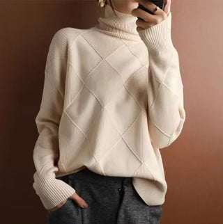 Sweter damski z wzorem diamentowym | Długi rękaw