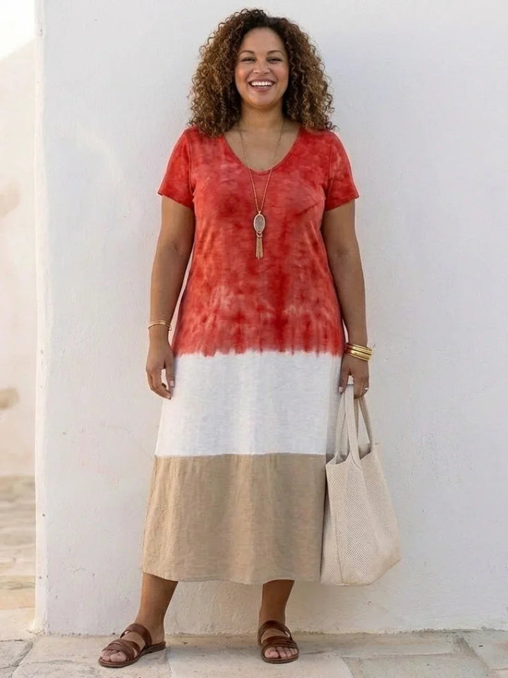 Vestido de Verão Feminino em Blocos de Cores | Maxi