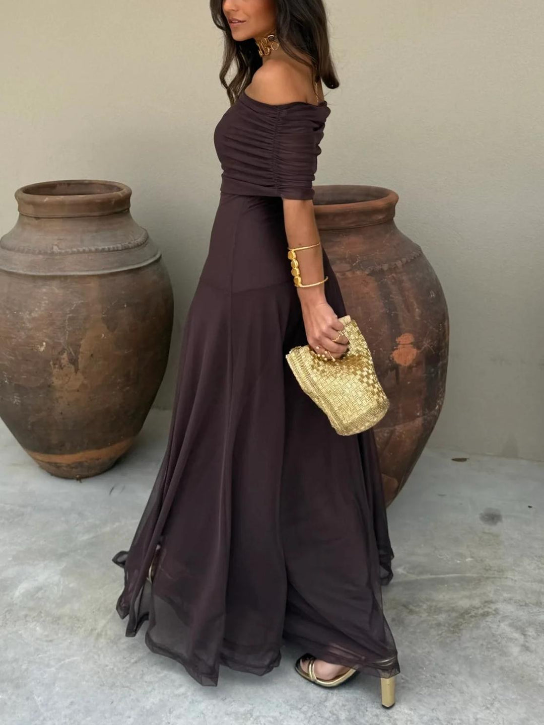 Damen Abendkleid mit freier Schulter | Maxi