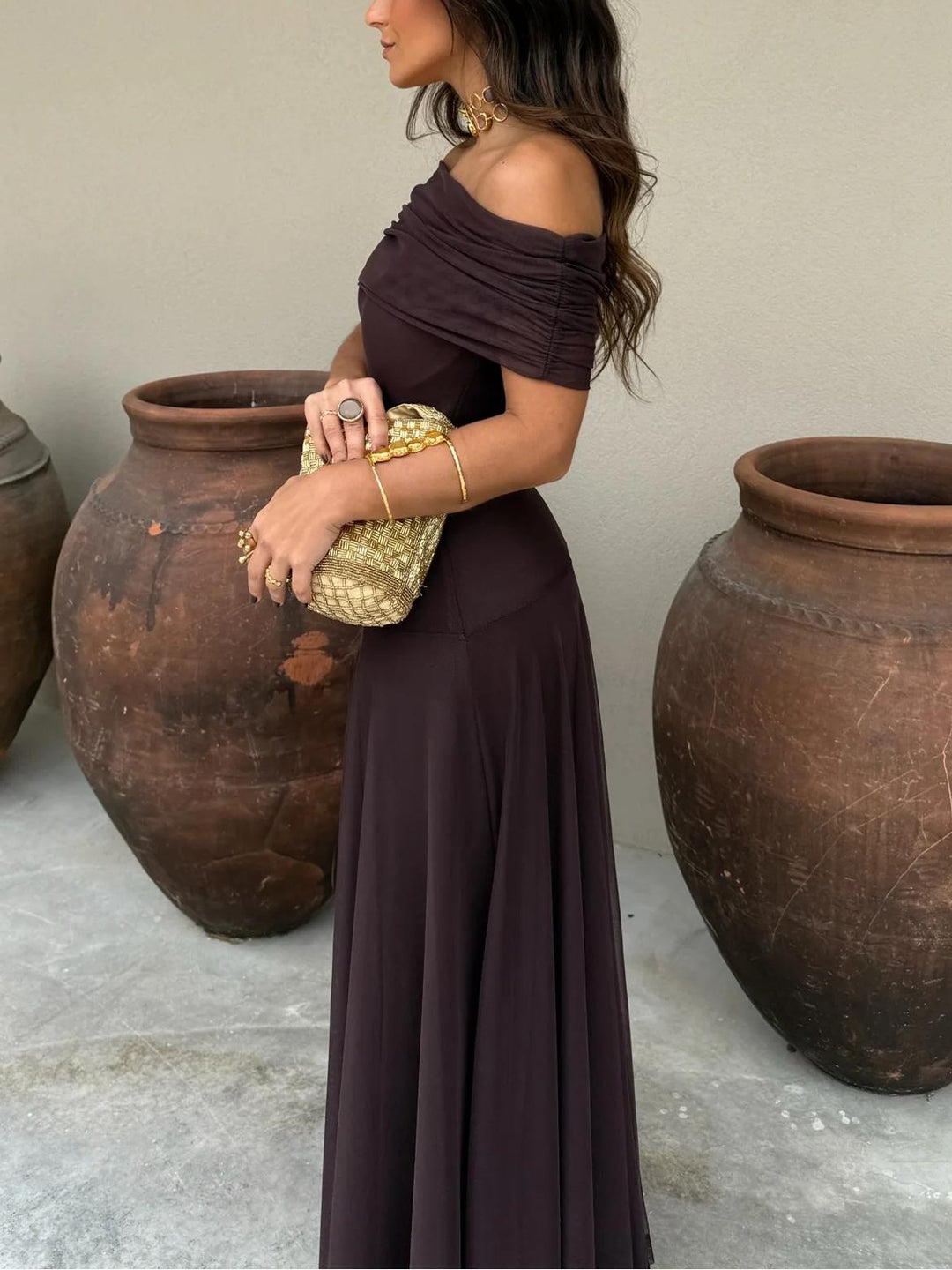 Damen Abendkleid mit freier Schulter | Maxi