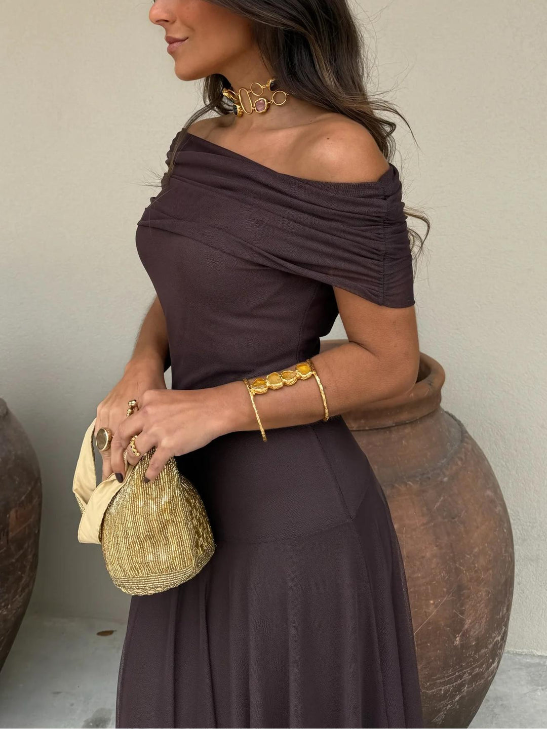 Damen Abendkleid mit freier Schulter | Maxi