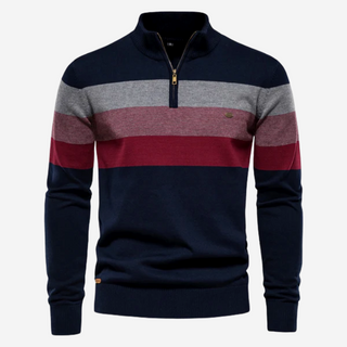 Męski Sweter w Paski | Zamek na Pół