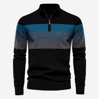 Męski Sweter w Paski | Zamek na Pół