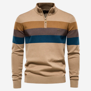 Męski Sweter w Paski | Zamek na Pół