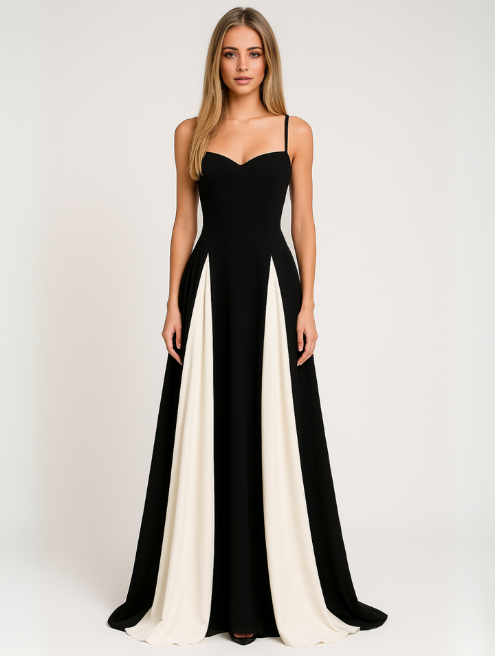 Damen Hochzeitskleid in kontrastierenden Farben | Maxi