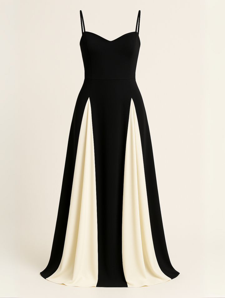 Damen Hochzeitskleid in kontrastierenden Farben | Maxi