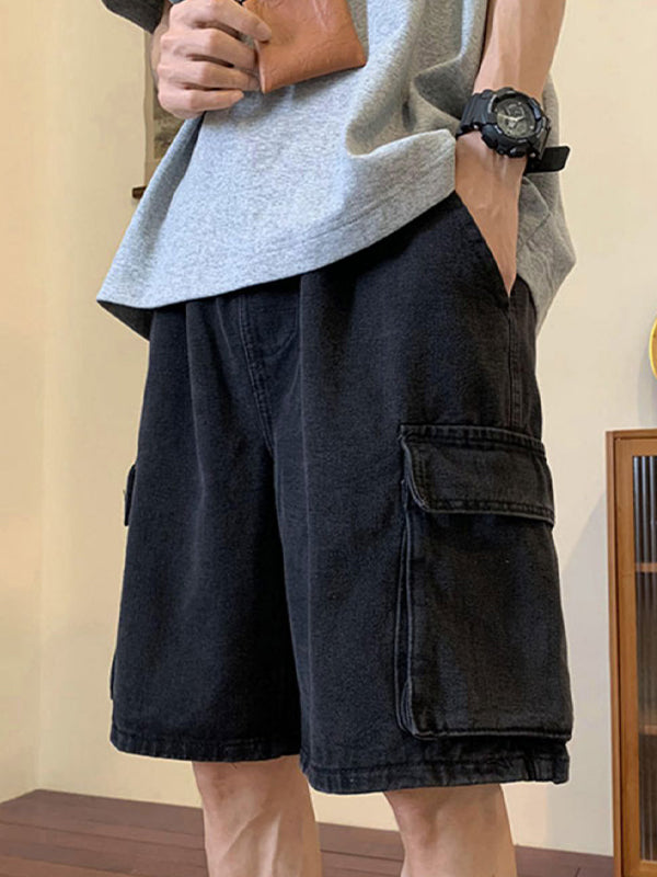 Shorts Masculinos Cargo Jeans Soltos Estilo Urbano