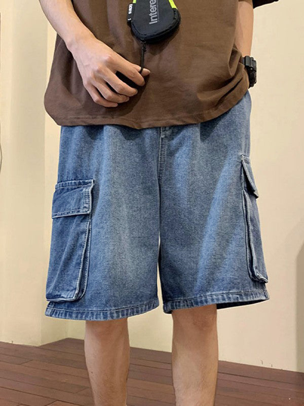 Shorts Masculinos Cargo Jeans Soltos Estilo Urbano