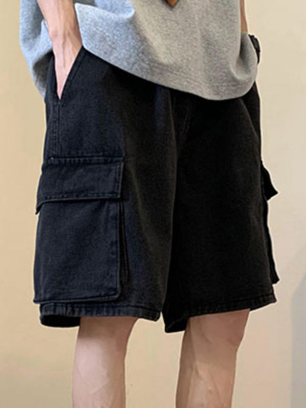 Shorts Masculinos Cargo Jeans Soltos Estilo Urbano