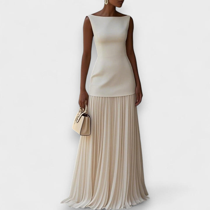 Damen Elegantes Plissiertes Kleid | Maxi