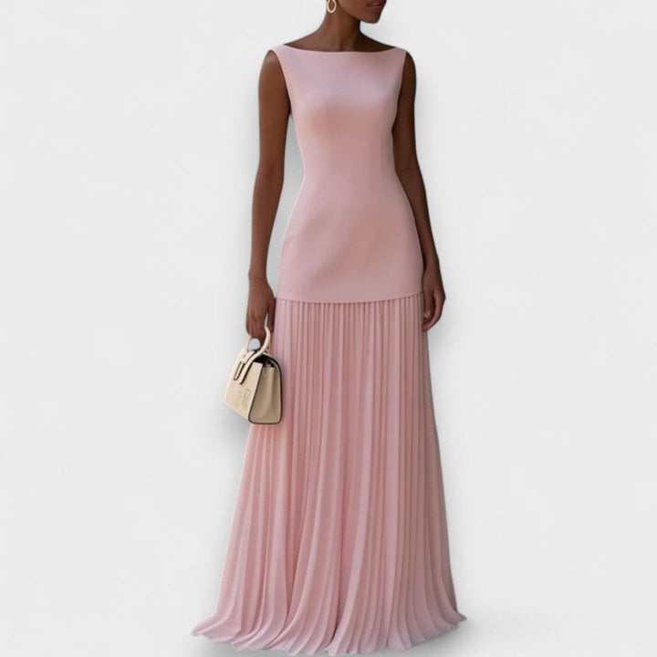 Damen Elegantes Plissiertes Kleid | Maxi