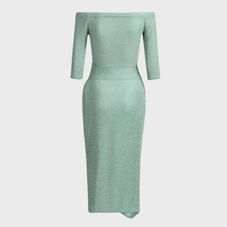 Damska Sukienka Wieczorowa | Odkryte Ramiona z Rozcięciem