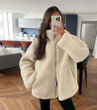Damska długa kurtka zapinana na zamek błyskawiczny | Styl casualowy