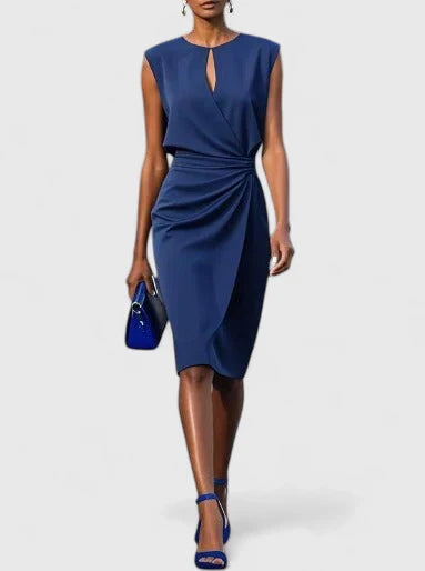 Damen gerafftes Abendkleid | Midi