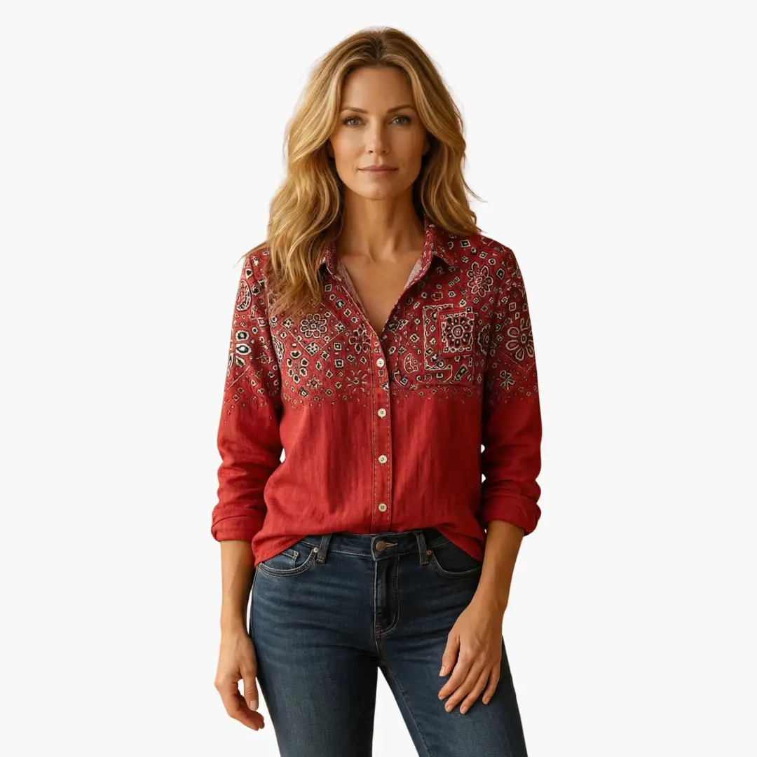 Damen Bluse Boho mit Langarm | Alltag