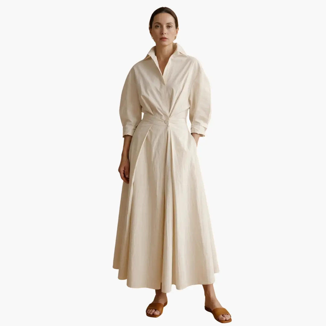 Damen Elegantes Hemdkleid | Maxi
