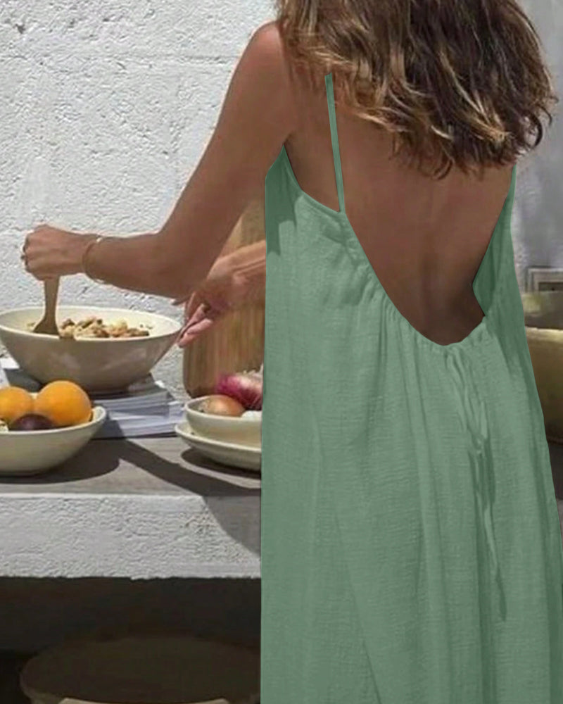 Damen Spaghetti-Träger Kleid Casual | Maxi