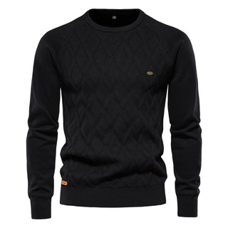 Męski sweter z dzianiny w romby | Okrągły dekolt