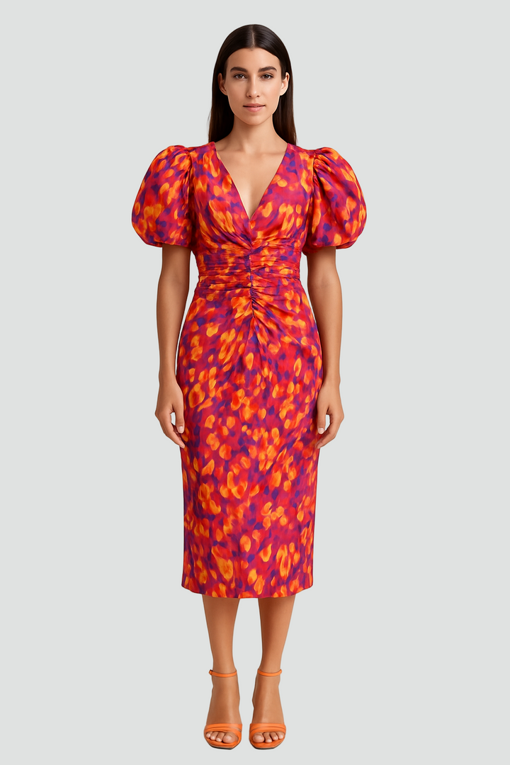 Damen Cocktailkleid Blumen | Midi