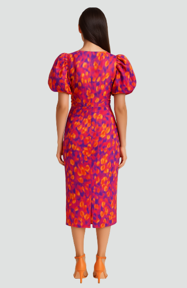 Damen Cocktailkleid Blumen | Midi
