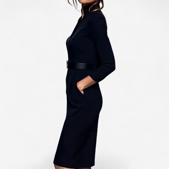 Damen Abendkleid mit langen Ärmeln | Midi