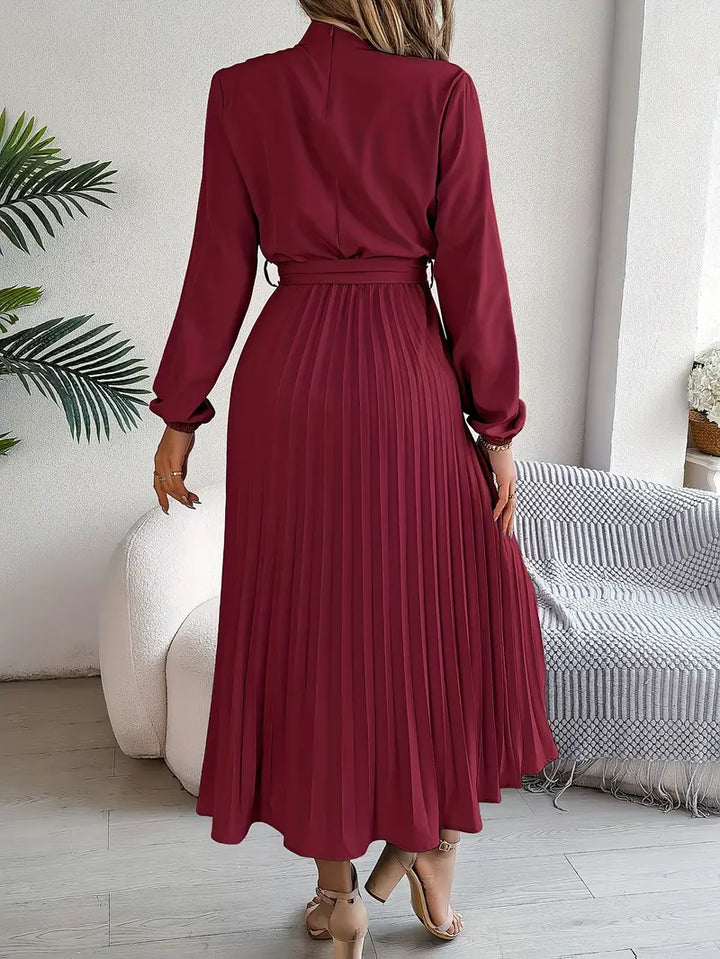 Damen Plissiertes Elegantes Kleid | Midi
