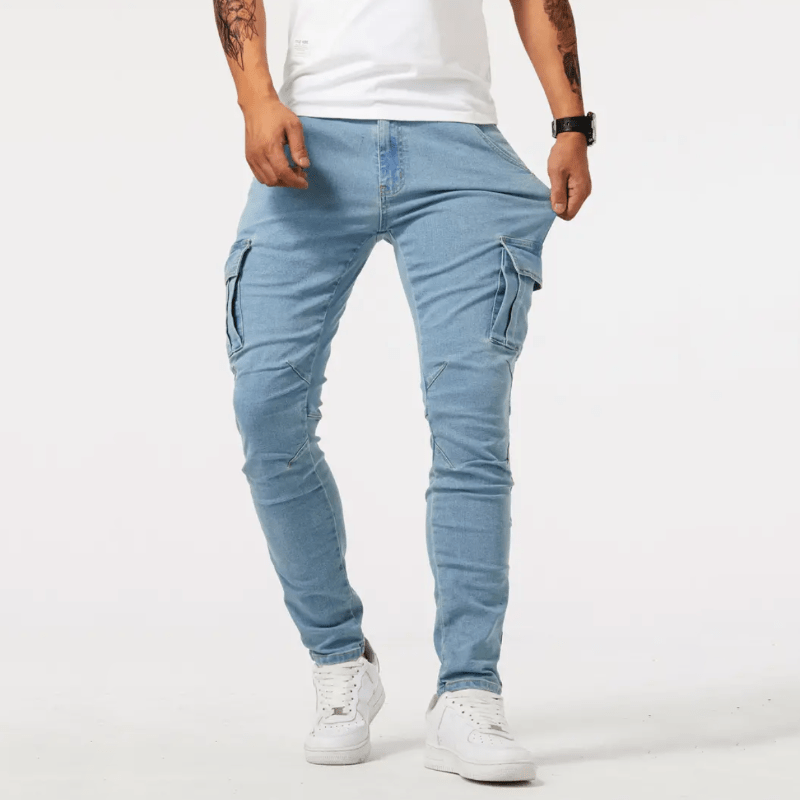 Calça Cargo Masculina Jeans com Stretch | Corte Ajustado