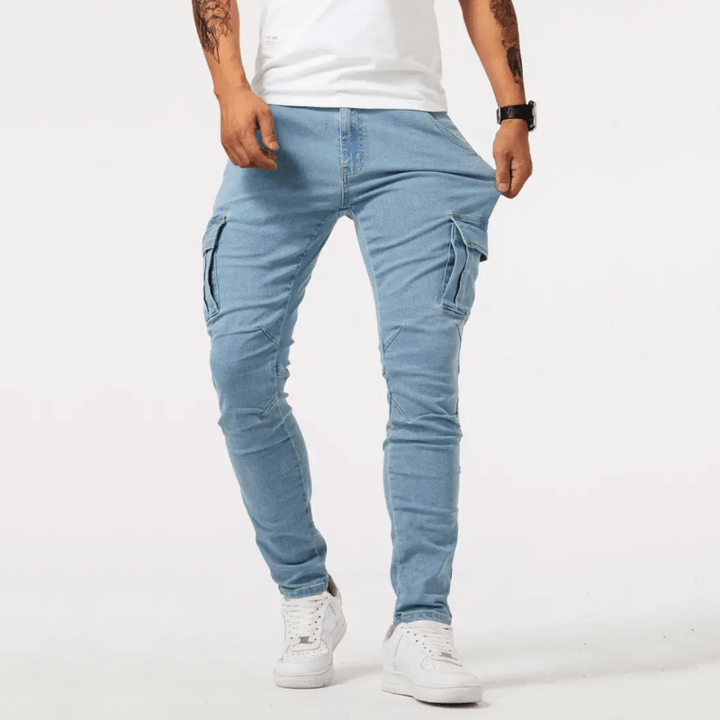 Calça Cargo Masculina Jeans com Stretch | Corte Ajustado