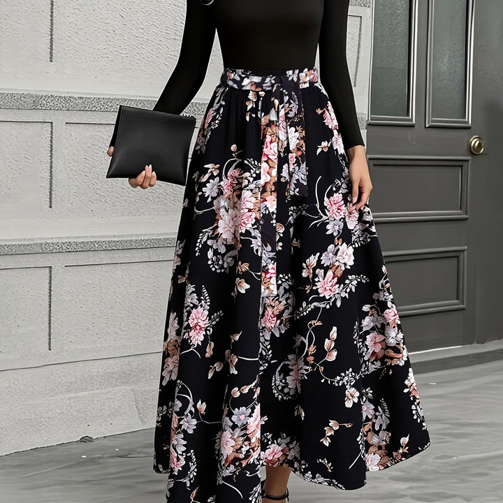 Damen Blumen-Maxikleid | Lange Ärmel