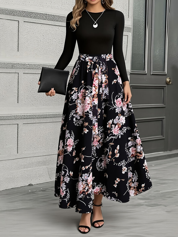 Damen Blumen-Maxikleid | Lange Ärmel