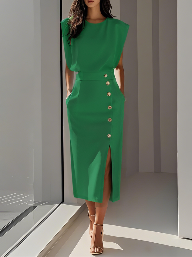 Damen Cocktailkleid Ärmellos | Midi