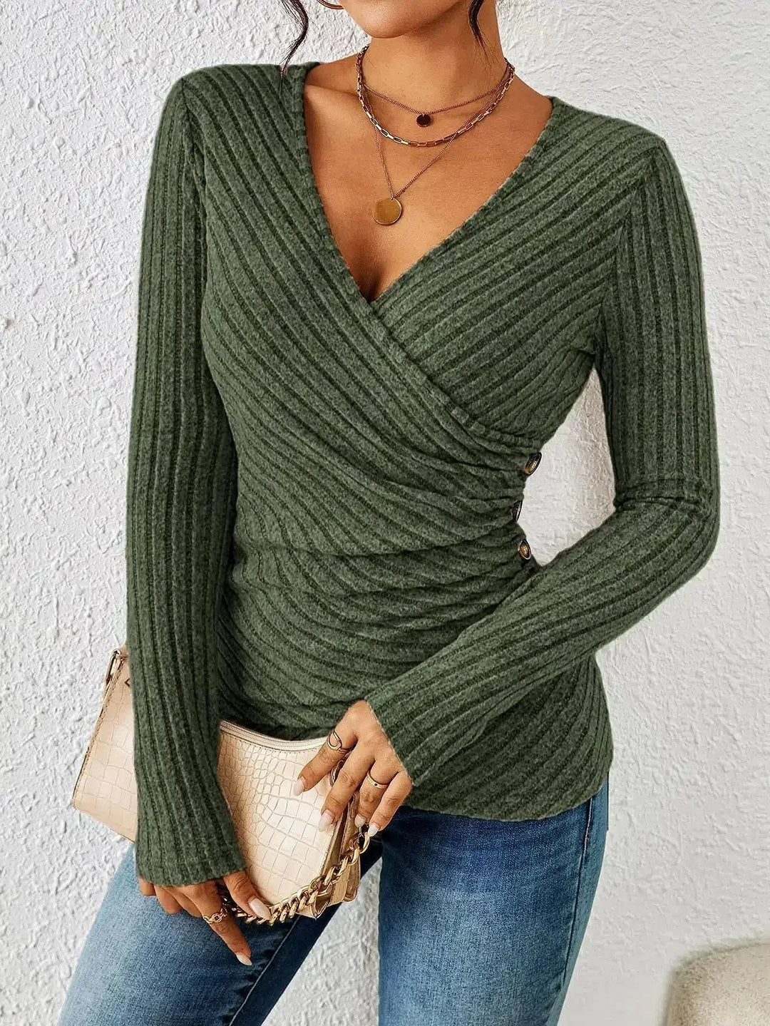 Damen Top V-Ausschnitt | Langarm