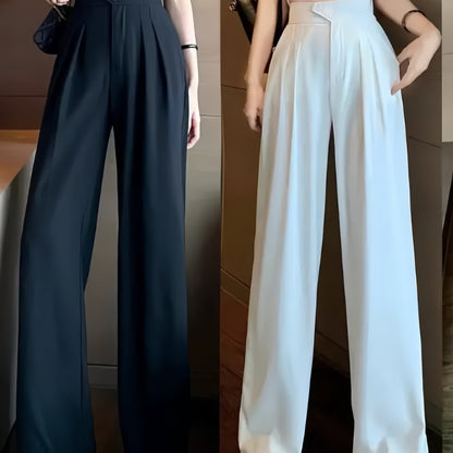 Damen Hose mit hohem Bund und weitem Bein | Gerader Schnitt